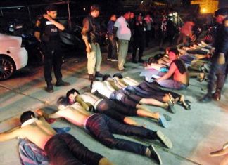 Dozens of teen boys were arrested after two rival youth gangs got into a stick-wielding melee on Loy Krathong.