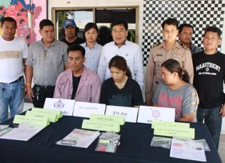 (L to R) Kittipol Chamalai, his wife Sersri Thanusilp and alleged ringleader Waraporn Somsakul have been arrested for dealing drugs.