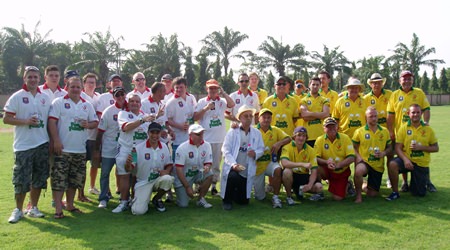 All day there was a competitive cricket match between the Australian and English teams.