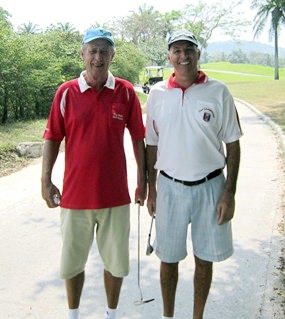 October ‘Golfer of the Month’ Geoff Parker (left) with Geoff 2.