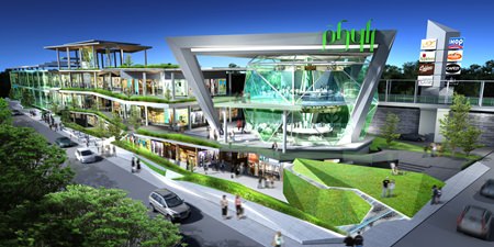 A computer graphic shows the completed The Phyll shopping complex on Sukhumvit 54.