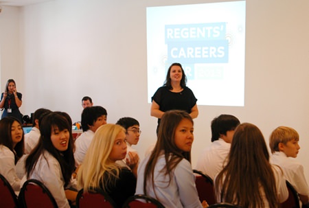 Event organizer and Head of Year 11, Carolyn Neylon, welcomes the students and guests.