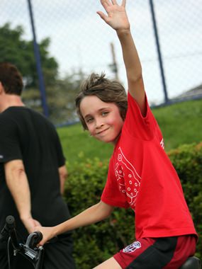 A Regents student uses peddle power to reach the final total!