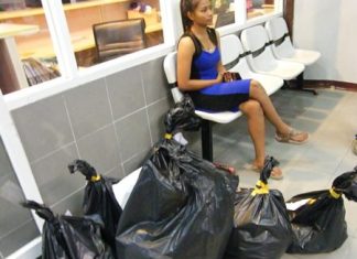 Kanya Srisombun was arrested by Chonburi police for selling counterfeit goods.