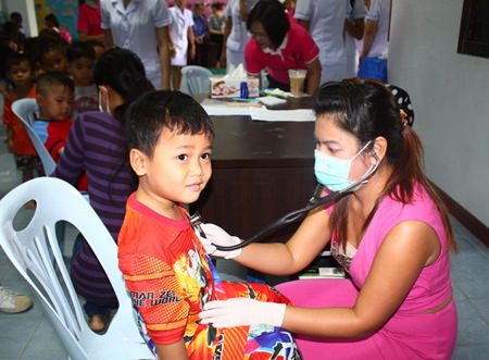 Children from Fountain of Life are given medical check-ups.