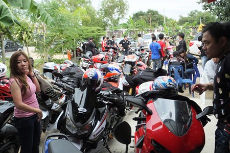 The motorbikes roar into the centre.