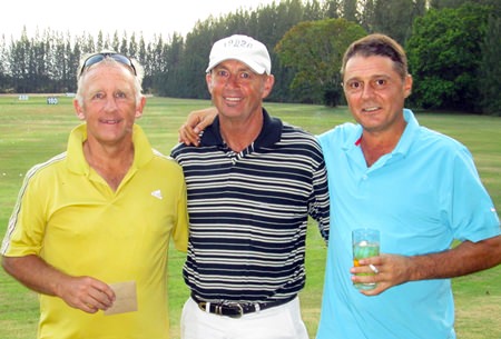 Barry Wellinis with Phil Smedley and Mark Wood, home on the range.