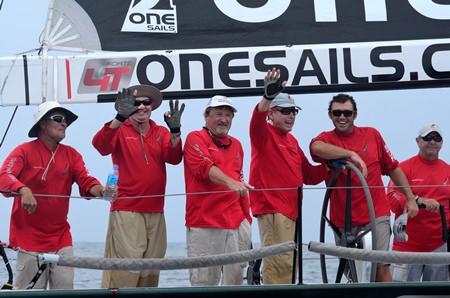 Ray Roberts and his crew on OneSails Racing celebrate overall victory in the IRC0 class.
