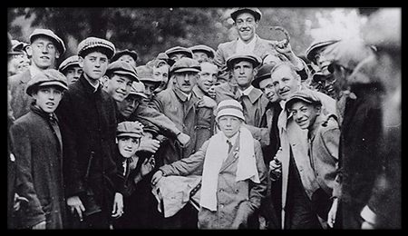 The famed photo of Francis Ouimet (top) and caddie Eddie Lowery (centre) post victory.