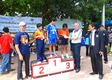 Medals being presented to the winners.