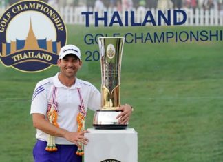 Spain’s Sergio Garcia poses with the Thailand Golf Championship trophy following his victory at Amata Spring Country Club in Chonburi, Sunday, Dec. 15. (Photo/Colin Dunjohn, Thailand Golf Champonship)