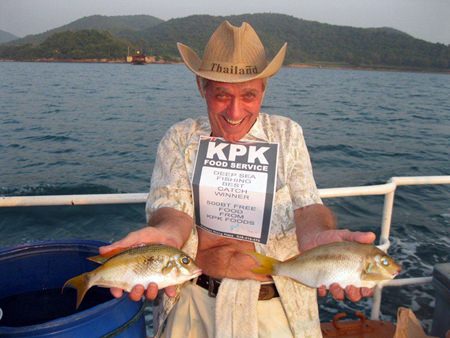 Bob Jepson is seen with the sponsors voucher from KPK Food Services Ltd for the best catch of the day.