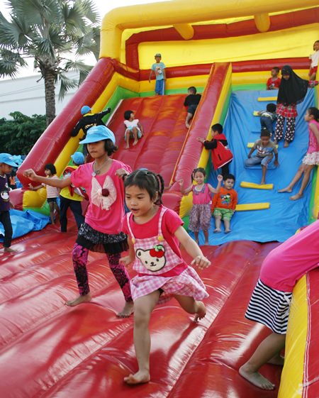 The bouncy slide is always a major attraction on Children’s Day.