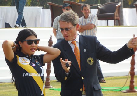 HRH Princess Sirivannavari Nariratana learns more about the rules of polo from Harald Link.