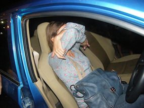 The inebriated woman refused to get out of the car, and eventually was let go by police.