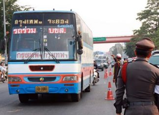 During the “seven dangerous days” over New Year, alcohol checkpoints were operated around the clock to prevent road accidents in Sattahip.