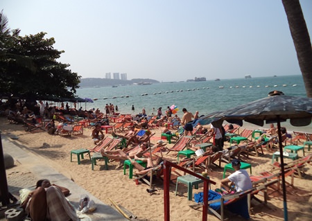 Area beaches are once again full, in part due to many people escaping the “shutdown” in Bangkok.