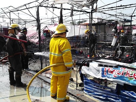 Fire caused over 2 million baht in damages at the Jomtien Night Market, but caused no injuries.