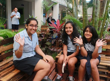 Year 9 students enjoy their new green zone.