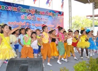Kindergarten 3 students take to the stage for the team dancing contest.