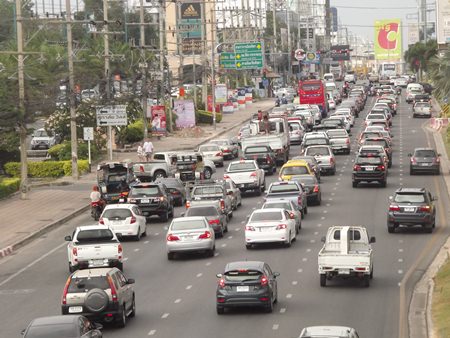 Traffic was tight all weekend throughout Pattaya.