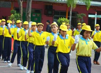 Students at Pattaya School No. 5 exercise as part of the school’s health program.