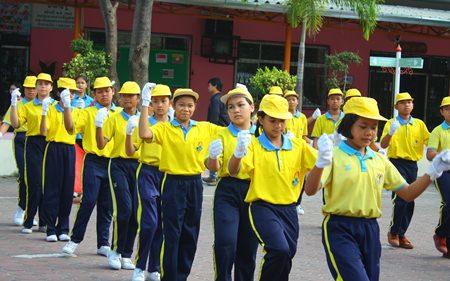 Students at Pattaya School No. 5 exercise as part of the school’s health program.