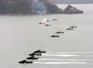 Amphibious forces head for the beaches in Sattahip.