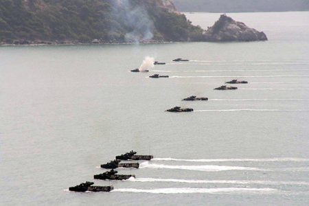 Amphibious forces head for the beaches in Sattahip.