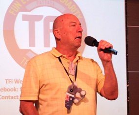 Board member Roy Albiston opens the 26th of January meeting of Pattaya City Expats Club by inviting new members and guests to introduce themselves. Note flag waving Koala celebrating Australia Day!