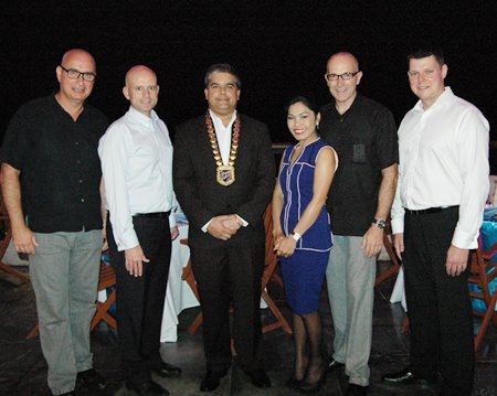 (L to R) George Kenton, Executive Assistant Manager, Rooms, of the Centara Grand Mirage Beach Resort Pattaya; Dominique Ronge, General Manager of the Centara Grand Phratamnak Resort Pattaya; Tony Malhotra, President of Skål Pattaya and East Thailand, Sirilak Khampan, Sales and PR Manager of the Centara Grand Phratamnak Resort Pattaya; Robert John Lohrmann, General Manger of the Centara Grand Mirage Beach Resort Pattaya; and Carl Duggan, EAM F&B at Centara Grand Phratamnak Resort Pattaya.