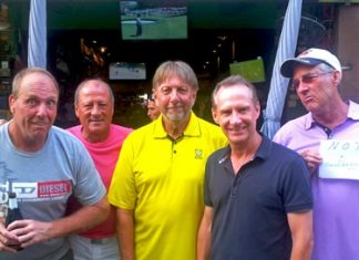 A re-Peter for LeNoury as Moraghan cans an ‘Ace’ Barry Murnin, Ray Powell, Peter LeNoury, Bob Mulholland and Sonny Crawford.