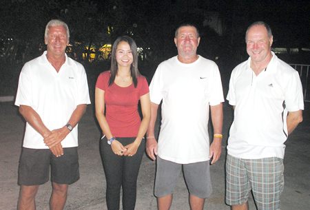 Pete Sumner with Miss Nut, Terry Madsen and Tim Hake.