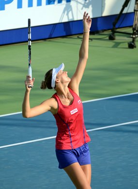 Big serving Karolina Pliskova fired down 10 aces in the match.
