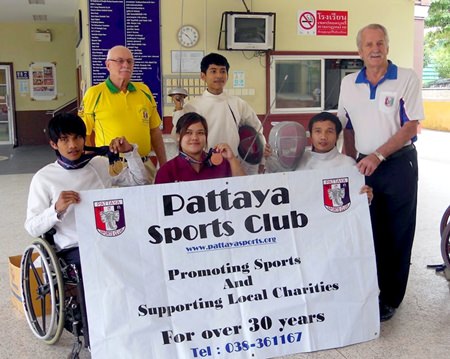 Pattaya Sports Club presents new fencing equipment to the Redemptorist Vocational School for People with Disabilities.