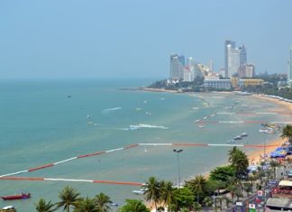 City installs floating barriers around swimming areas New buoys marking swimming areas are popping up on Pattaya-area beaches, providing more safety for swimmers. The wide, red-and-white barriers replace the round orange buoys that marked several locations along Pattaya and Jomtien beaches and should provide a solid barrier separating swimmers from boats and jet skis.