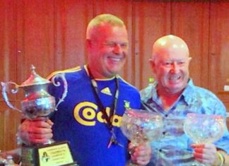 Lewiinski’s Open champion Freddy Starbeck (left) with runner-up Bruce Rogers.