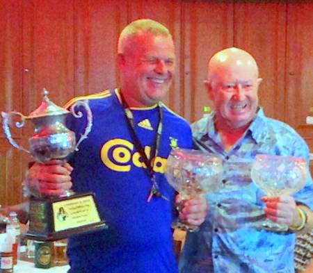 Lewiinski’s Open champion Freddy Starbeck (left) with runner-up Bruce Rogers.