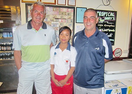 Friday winners Mark West and Silvano Pizzato pose with one of Bert’s helpers.