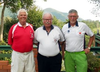 Pedersen takes pole position at Navy Elias Magnusson and Arne Max Pedersen with Dave Richardson.