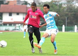 Pattaya United are shown in action against BBCU FC at the Thai Army Sports Stadium in Bangkok, Sunday, March 23. (Photo/Pattaya United FC)