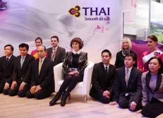 THAI welcomes HRH Princess Ubolratana at ITB 2014 Seated (center): Her Royal Highness Princess Ubolratana Mahidol. Front Row (from right): Soodrak Chanyavongs, Manager of the Promotions Department; Thera Buasri, Airport Service Manager, Frankfurt Airport; Warote Intasara, General Manager, Munich - (from left): Srikit Kattiyakulvanich, Accounting Manager, Germany; Veerayot Purananda, Airport Services Manager, Munich Airport; Pricha Nawongs, Area General Manager, Scandinavia, Finland, Iceland and the Baltic Countries. Second row (from right): Air Hostess; Jutta Yelden, Manager Sales Services, Frankfurt (from left): Air Hostess; Matthias Horn, District Sales Manager, Germany, Austria & Eastern Europe.
