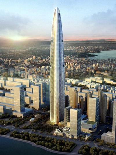 The 636 meter Wuhan Greenland Center will be one of the world’s tallest buildings when completed in 2017.