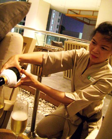 Sparkling wine adds to the ambience.