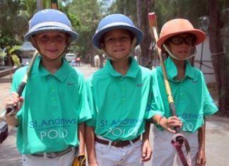 The Asian Beach Polo Junior Champions: Damion Sudhirak (aged 10), Ben Harcourt-Harrison (aged 9) and Richard van Oosteyen (aged 10) from the St. Andrew’s junior polo team.
