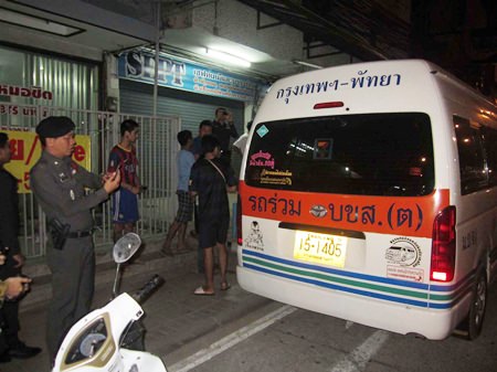 Police record details of the minivan before beginning their search for the attempted rapist.