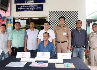 Police announce the arrest of Thongsuk “Kokae Samae San’” Thapthim for allegedly trafficking in ya ba.