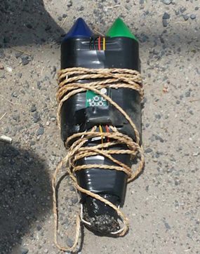 The navy’s bomb squad was able to defuse this homemade bomb planted near Banglamung Vocational College.