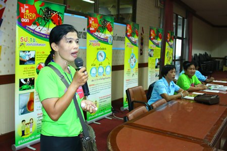 Disease prevention and control chief Anya Jantrakas leads the community-based Surveillance and Rapid Response Team in a training seminar.