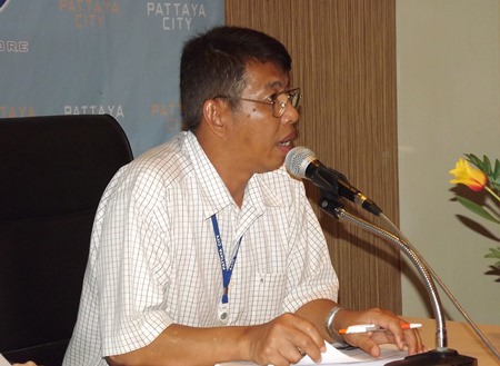 Anucha Luangmuang, acting chief of Sea Disaster Prevention, defends the use of the new swim buoys.